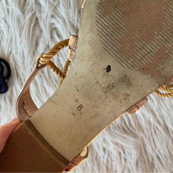 Anthropologie BILLY ELLA Lucerna Metallic Gold Leather Gladiator Tie Sandals 8 - Picture 12 of 12